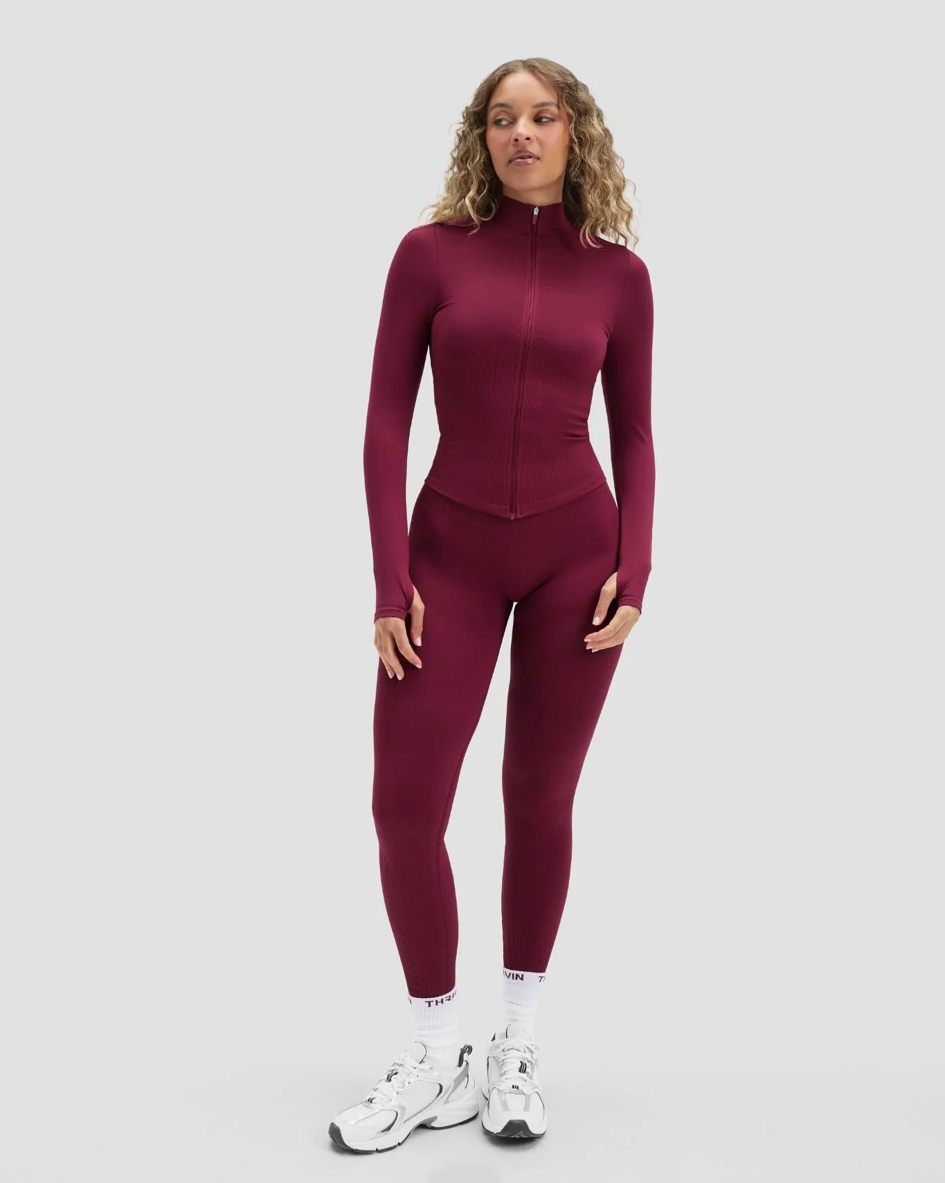 Elevate™ Compression Long Sleeve Jacket | Cherry Berry - Image 5