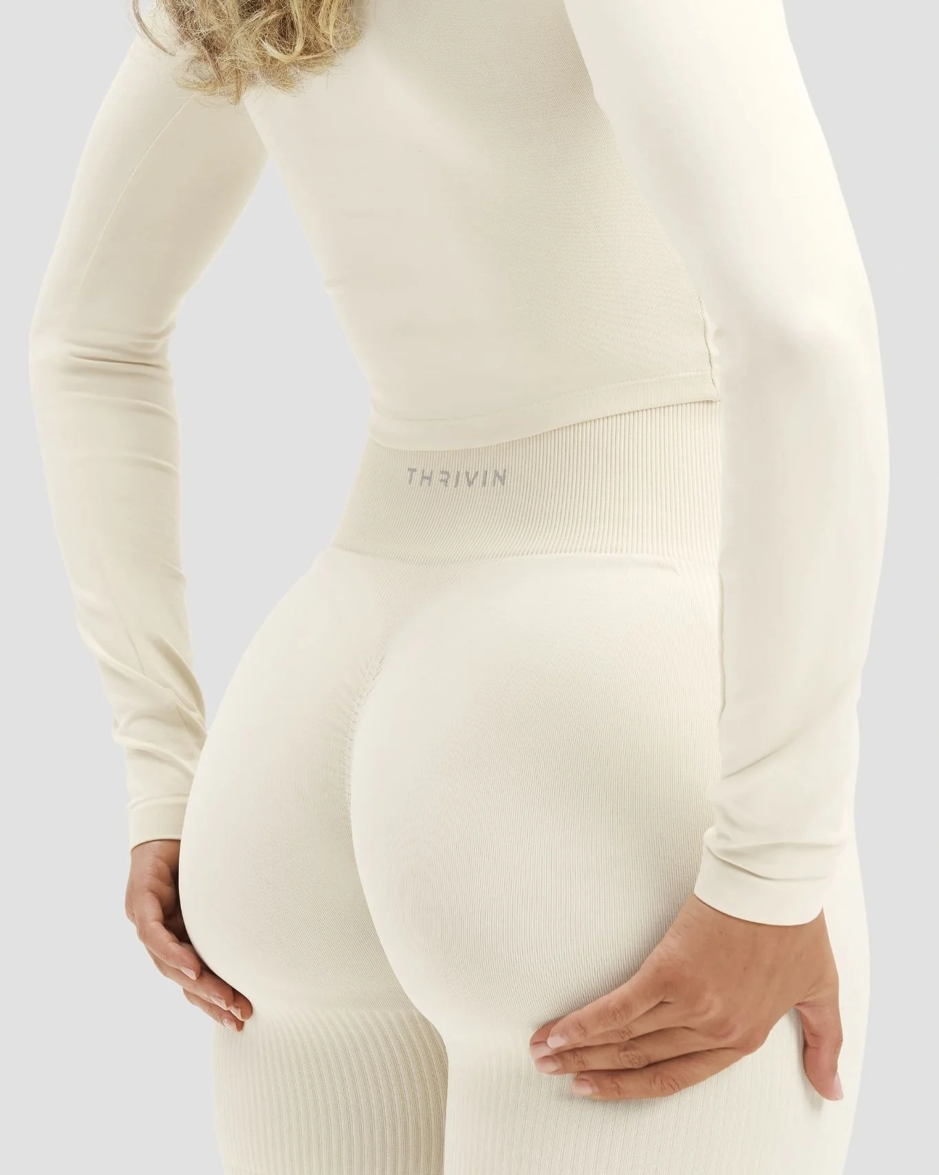 Elevate™ Sculpting High Waist Scrunch Shorts | Cream - Image 3