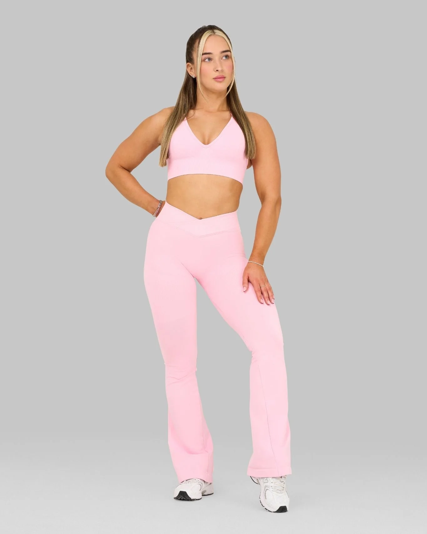 Elevate™ Sculpting Mid V-Waist Flare Leggings | Candy Pink - Image 3