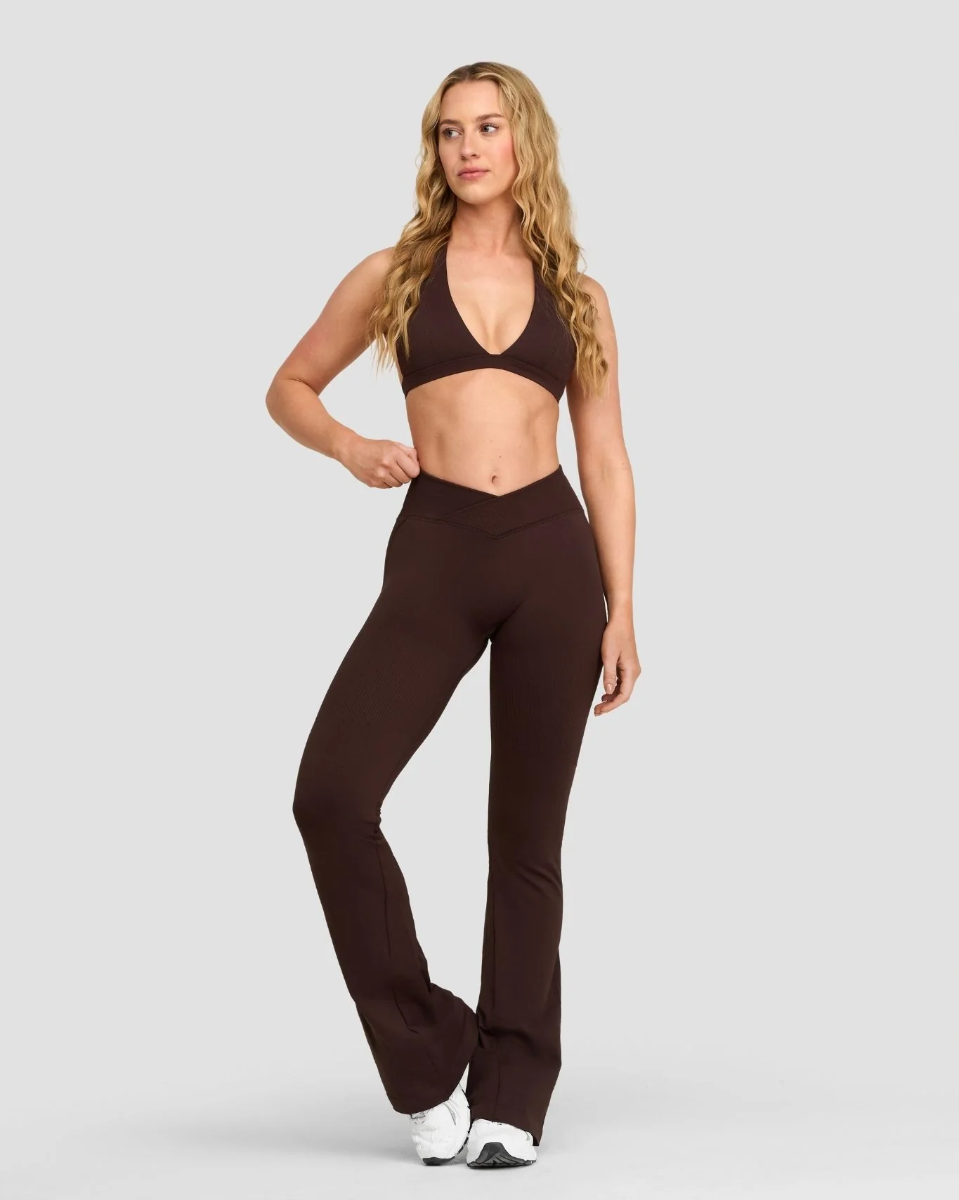Elevate™ Sculpting Mid V-Waist Flare Leggings | Coffee - Image 3
