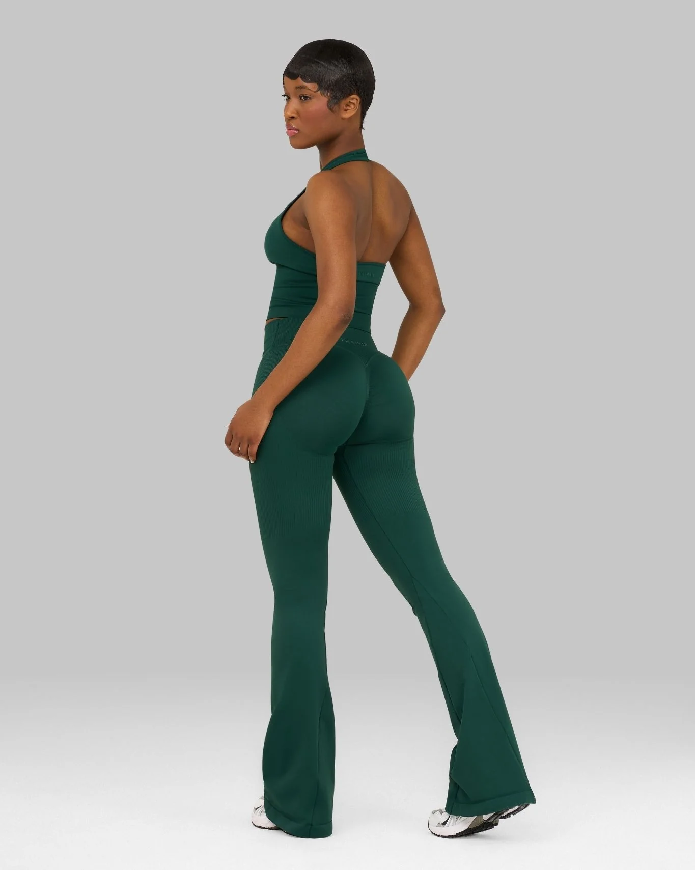 Elevate™ Sculpting Mid V-Waist Flare Leggings | Pine Green - Image 5