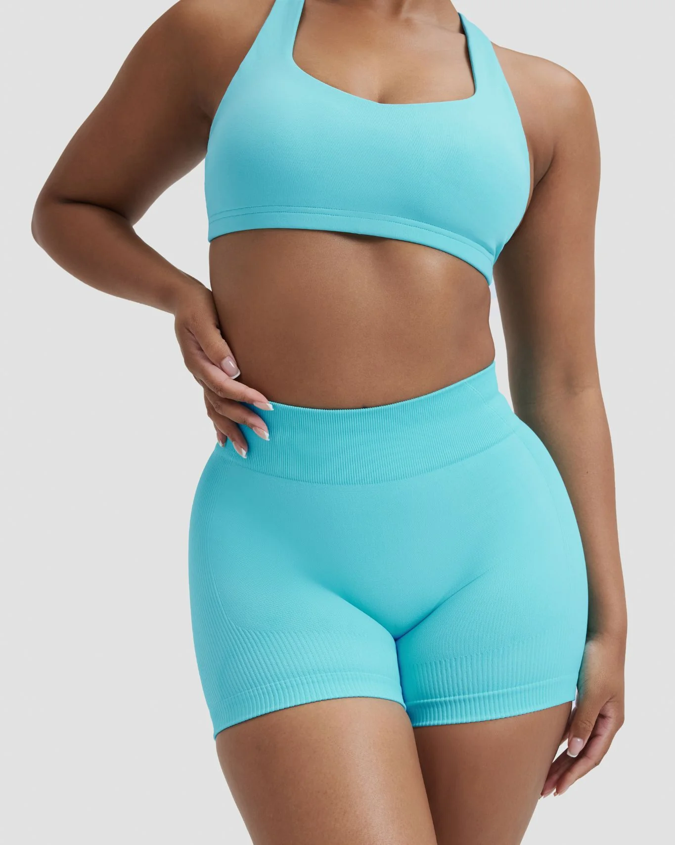 Elevate™ Sculpting Mid Waist Scrunch Shorter Shorts | Clear Tides - Image 5