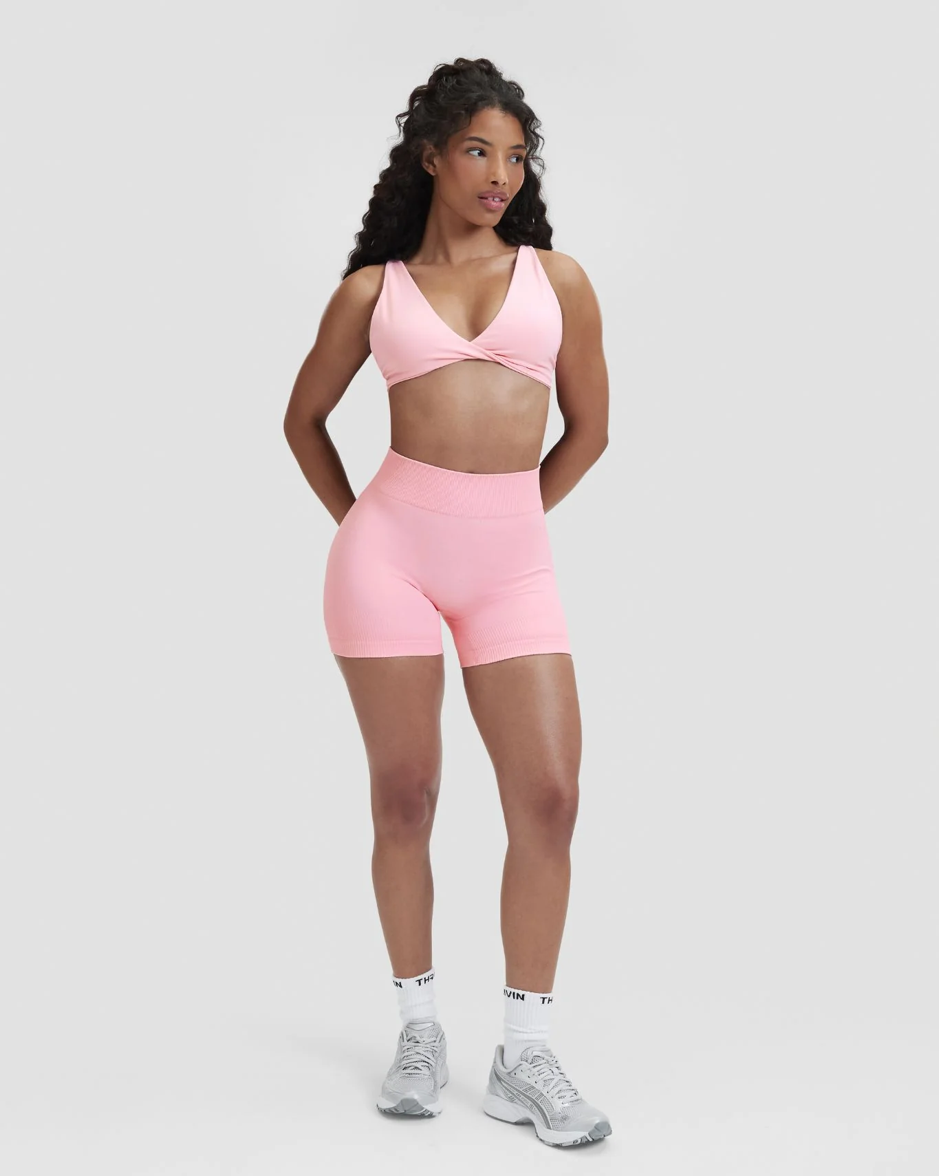 Elevate™ Sculpting Mid Waist Scrunch Shorter Shorts | Cotton Pink - Image 4