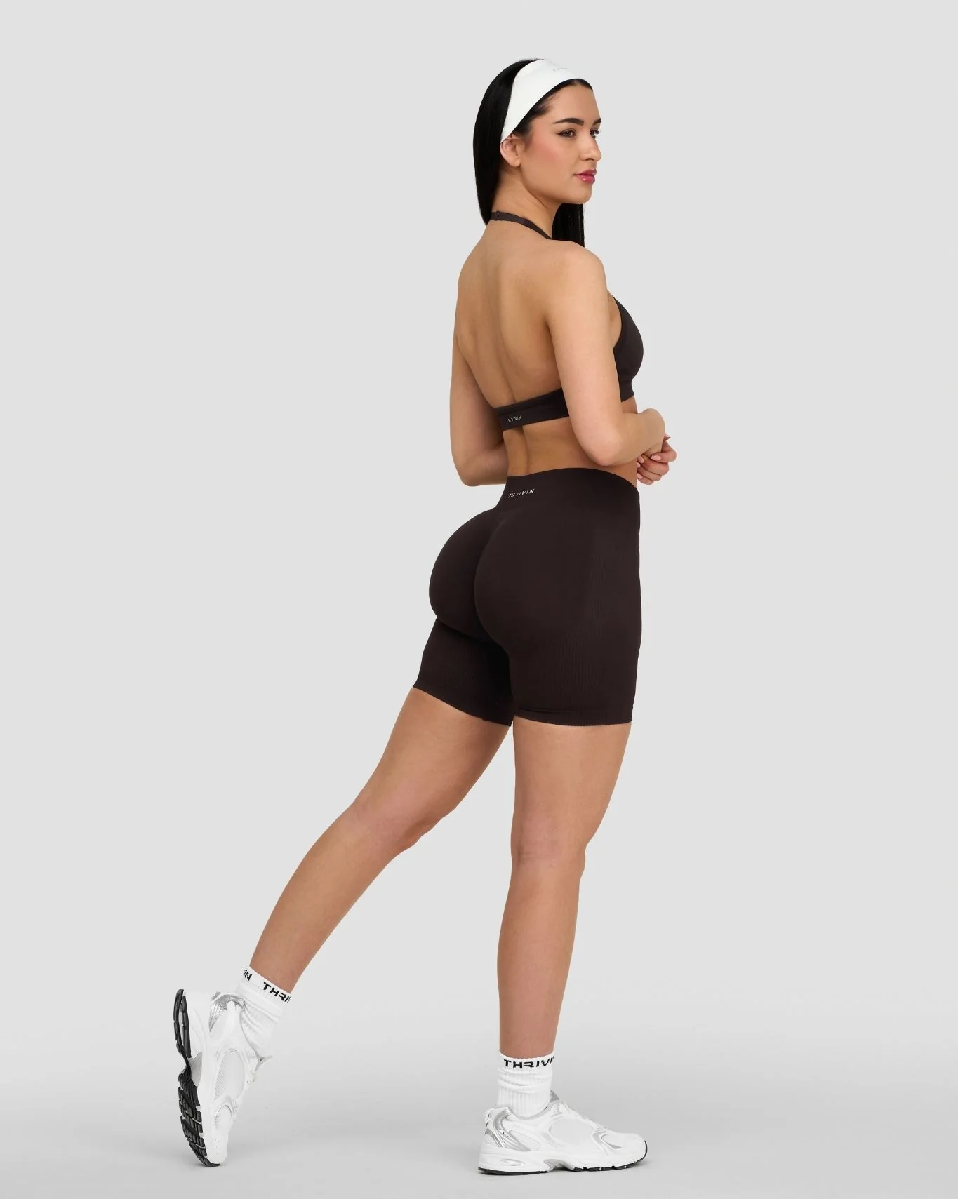 Elevate™ Sculpting Mid Waist Scrunch Shorts | Coffee - Image 4