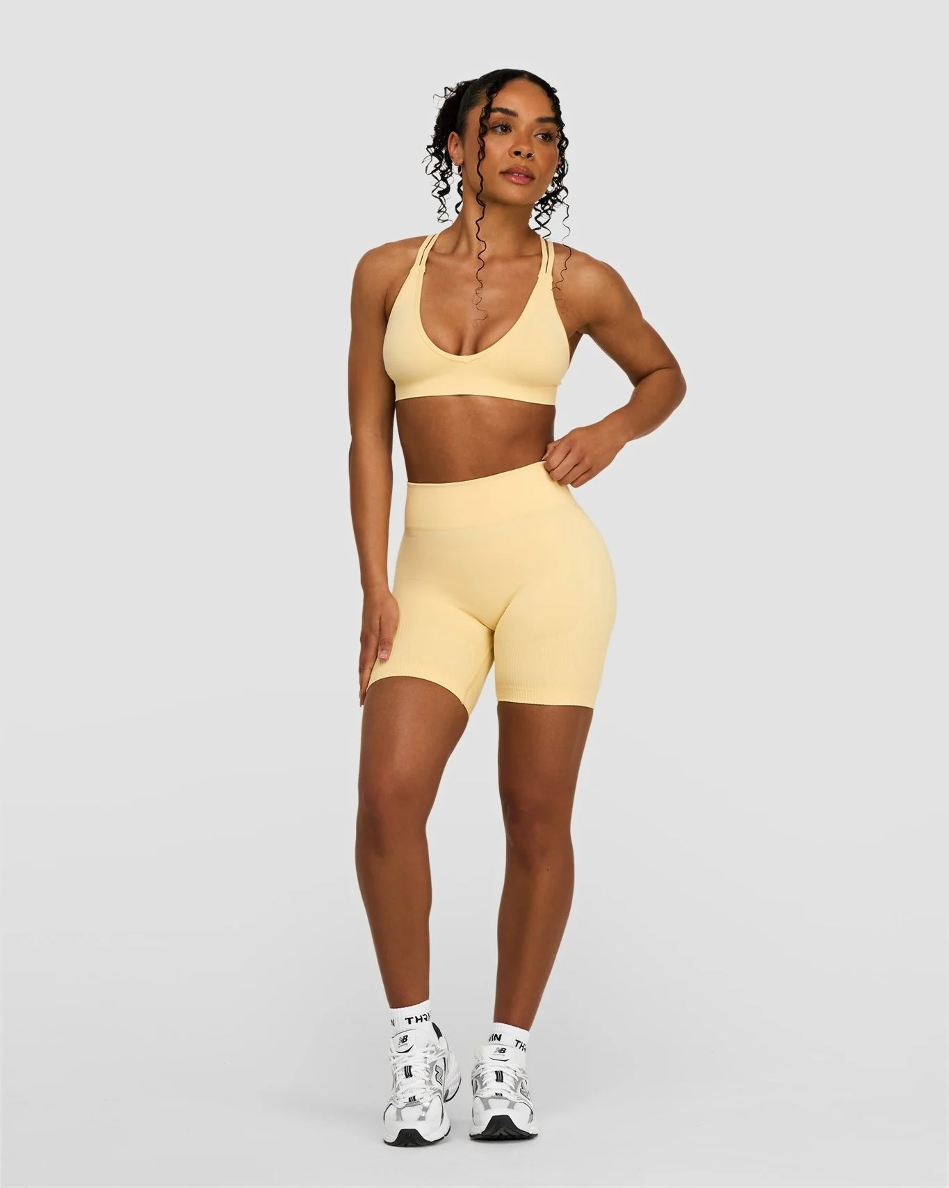Elevate™ Sculpting Mid Waist Scrunch Shorts | Golden Butter - Image 4