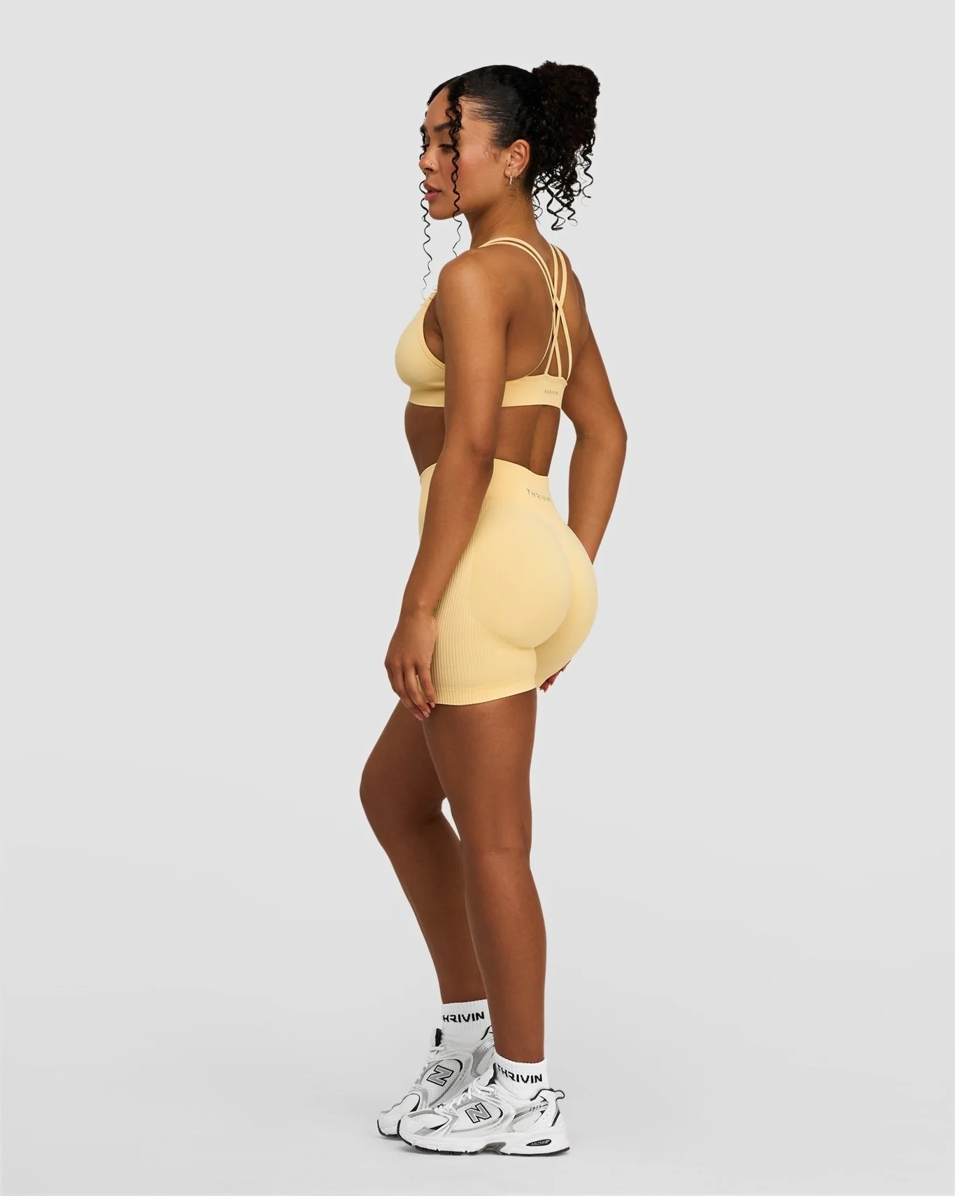 Elevate™ Sculpting Mid Waist Scrunch Shorts | Golden Butter - Image 5