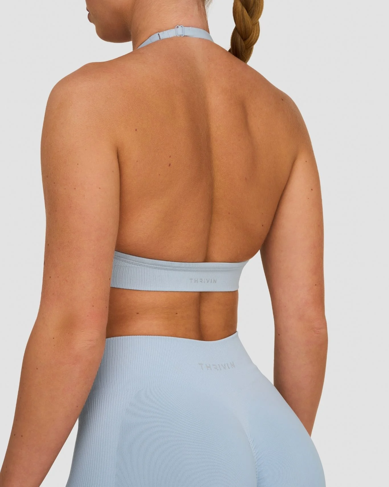 Elevate™ Sculpting Seamless Adjustable Halter Bra | Blue Haze - Image 5