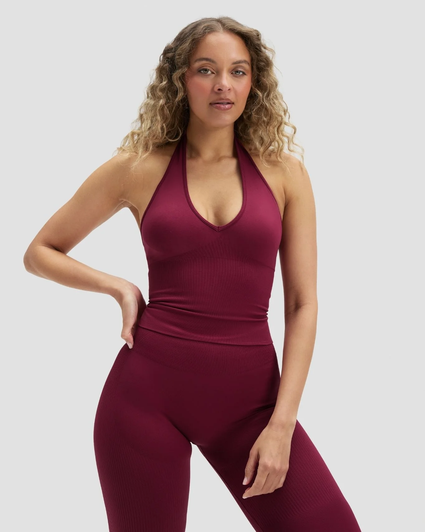 Elevate™ Sculpting Seamless Halterneck Top | Cherry Berry - Image 3
