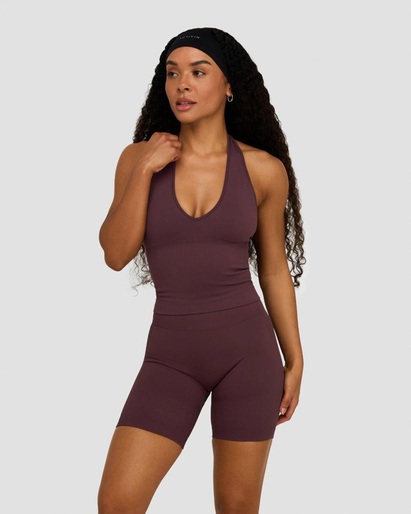 Elevate™ Sculpting Seamless Halterneck Top | Dark Mauve - Image 3