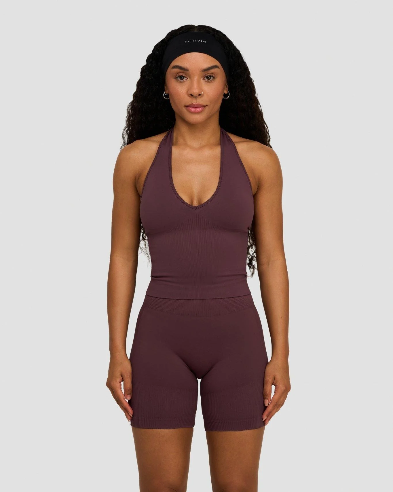 Elevate™ Sculpting Seamless Halterneck Top | Dark Mauve - Image 5