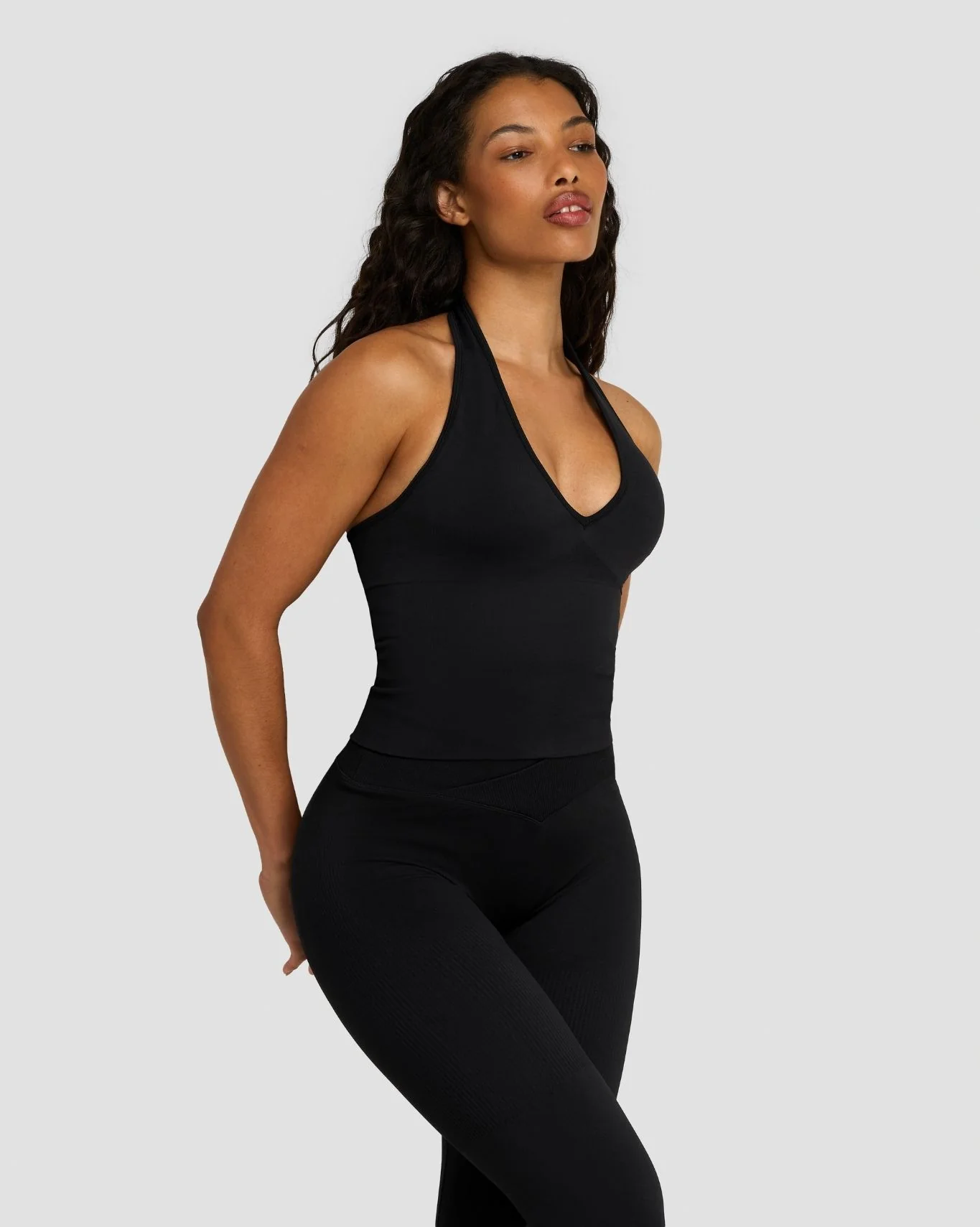 Elevate™ Sculpting Seamless Halterneck Top | Night Black - Image 3