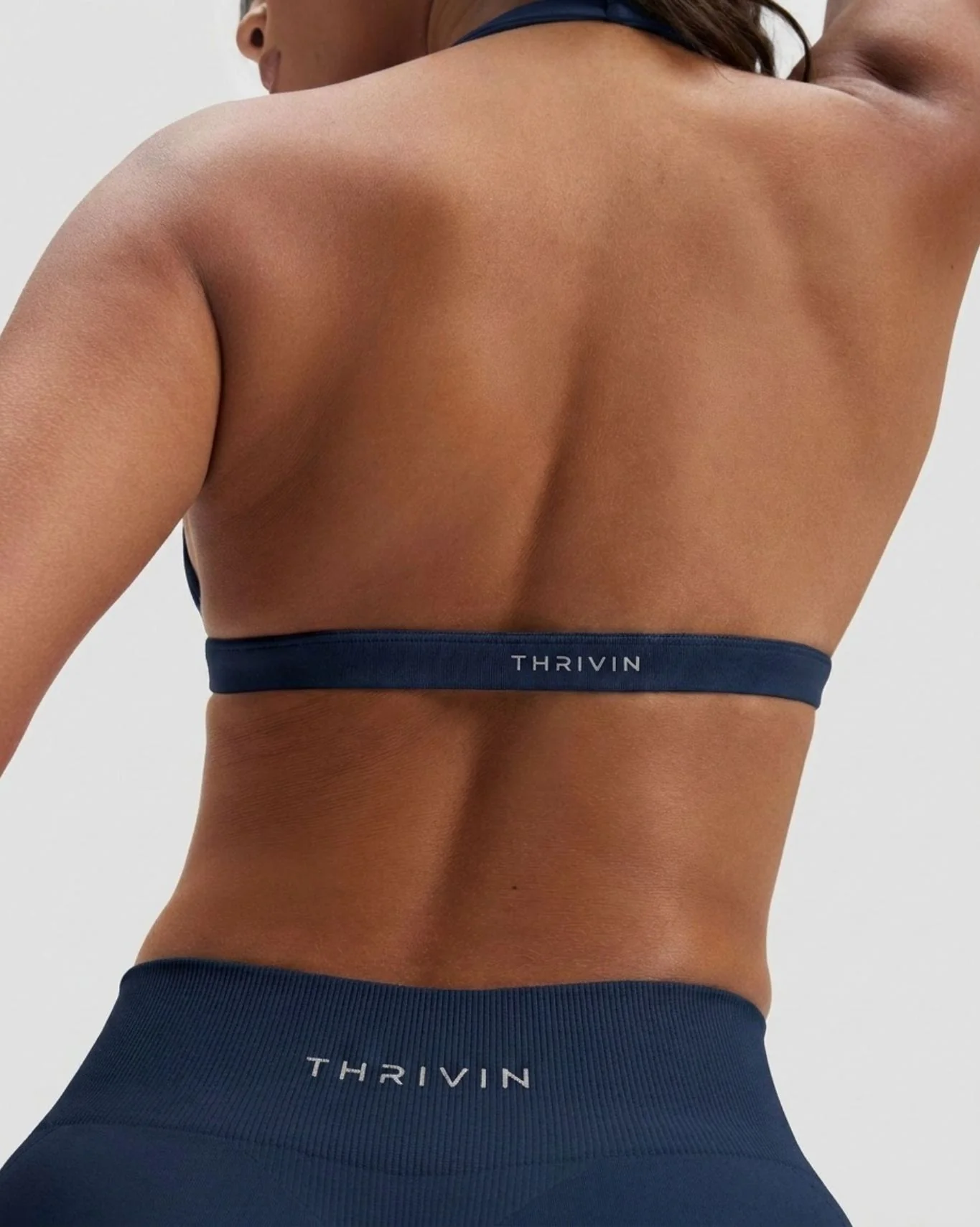 Elevate™ Sculpting Seamless V-Neck Halter Bra | Midnight Navy - Image 4