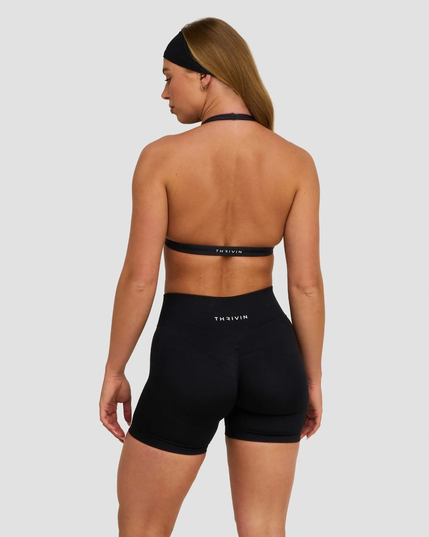 Elevate™ Sculpting Seamless V-Neck Halter Bra | Night Black - Image 2