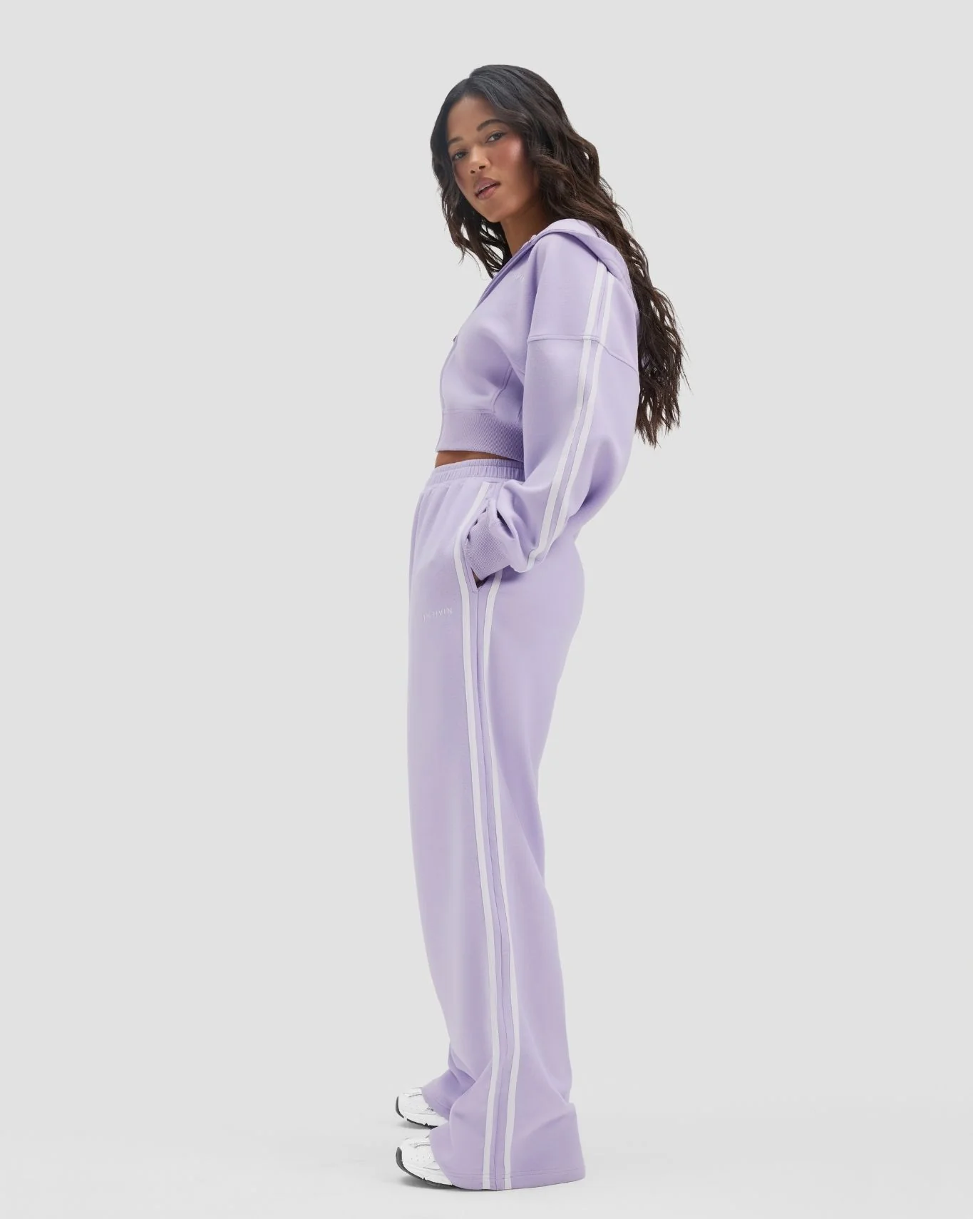 Essential Jersey Stripe Joggers | Lilac - Image 6