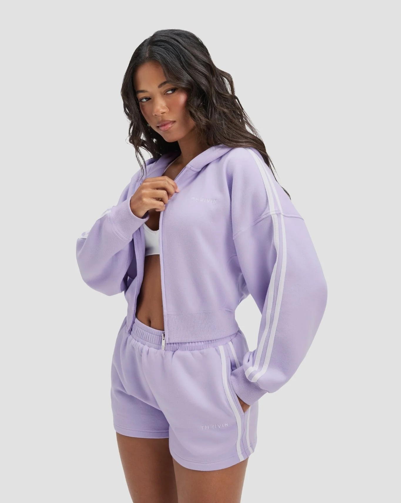 Essential Jersey Stripe Shorts | Lilac - Image 3